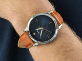 Fossil The Minimalist 3H Blue Dial Brown Leather Strap Watch for Men - FS5499