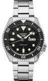 Seiko 5 Sports Automatic Day Date Black Dial Silver Steel Strap Watch for Men - SRPD55K1