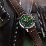 Breitling Top Time B01 Ford Mustang Green Dial Brown Leather Strap Watch for Men - AB01762A1L1X1
