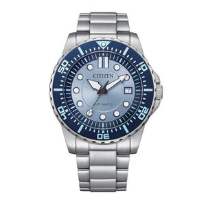 Citizen Mechanical Automatic Blue Dial Silver Steel Strap Watch for Men - NJ0178-81M