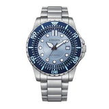 Citizen Mechanical Automatic Blue Dial Silver Steel Strap Watch for Men - NJ0178-81M