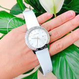 Calvin Klein Steady Silver Dial White Leather Strap Watch for Women - K7Q211L6