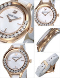 Swarovski Lovely Crystals Mother of Pearl Dial White Leather Strap Watch for Women - 5242904