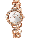 Swarovski Crystal Flower Silver Dial Rose Gold Steel Strap Watch for Women - 5547626