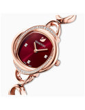 Swarovski Crystal Flower Red Dial Rose Gold Steel Strap Watch for Women - 5552783