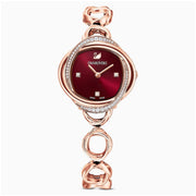 Swarovski Crystal Flower Red Dial Rose Gold Steel Strap Watch for Women - 5552783
