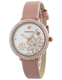 Swarovski Crystal Frost White Dial Pink Leather Strap Watch for Women - 5519223