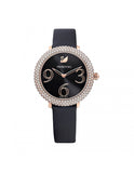 Swarovski Crystal Frost Black Dial Black Leather Strap Watch for Women - 5484058