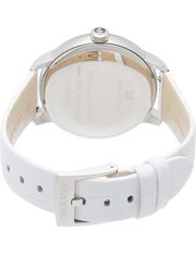 Swarovski Crystalline Hours Silver Dial White Leather Strap Watch for Women - 5295383