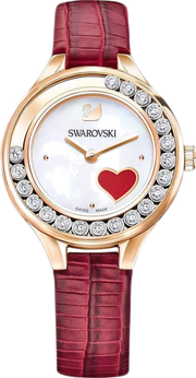 Swarovski Lovely Crystals Analog White Dial Red Leather Strap Watch for Women - 5297584