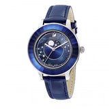 Swarovski Octea Lux Moon Crystal Blue Dial Blue Leather Strap Watch for Women - 5516305