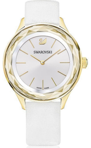 Swarovski Octea Nova Quartz White Dial White Leather Strap Watch for Women - 5295337