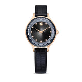 Swarovski Octea Nova Black Dial Black Leather Strap Watch for Women - 5650033