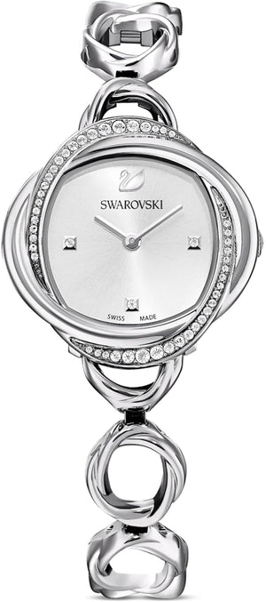 Swarovski Crystal Flower Silver Dial Silver Steel Strap Watch for Women - 5547622