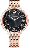 Swarovski Crystalline Chic Analog Black Dial Rose Gold Steel Strap Watch for Women - 5544587