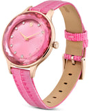 Swarovski Octea Nova Pink Dial Pink Leather Strap Watch for Women - 5650030