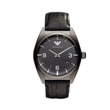 Emporio Armani Franco Black Dial Black Leather Strap Watch For Men - AR0368