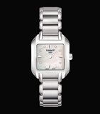 Tissot T Wave Diamonds Mother of Pearl Dial Silver Steel Strap Watch for Women - T02.1.285.74