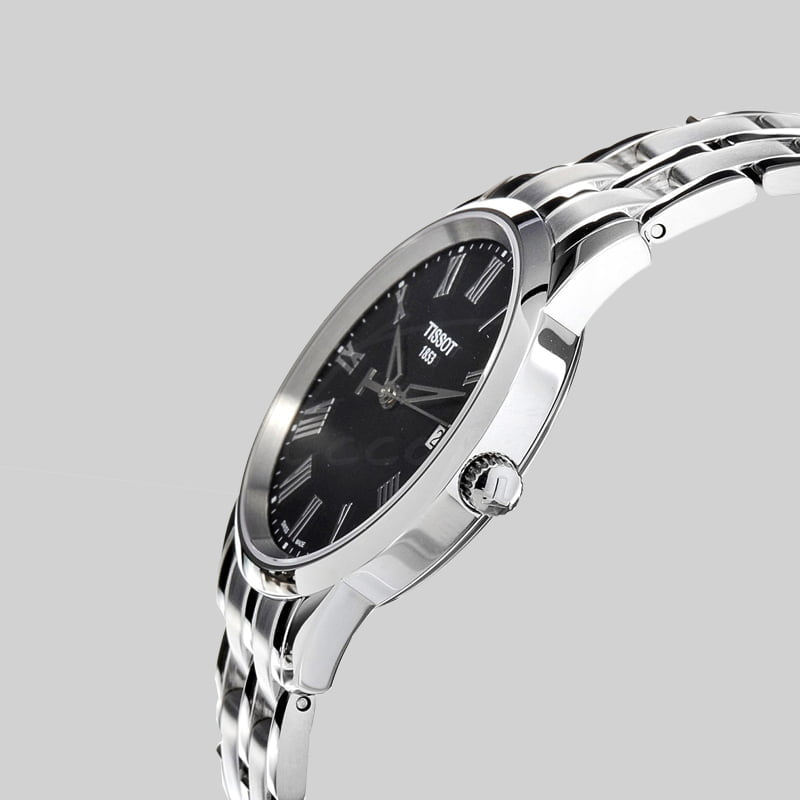 Tissot T Classic Dream Black Dial Silver Steel Strap Watch for Men