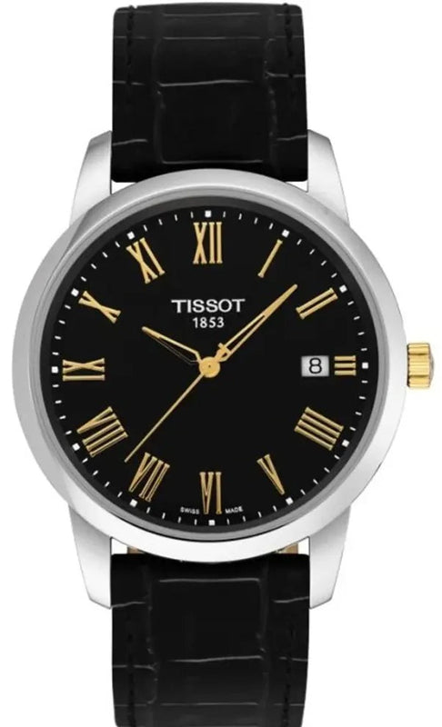 Tissot T Classic Dream Black Dial Black Leather Strap Watch for Men