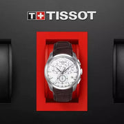 Tissot Couturier Chronograph White Dial Brown Leather Strap Watch For Men - T035.617.16.031.00
