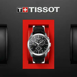 Tissot T Classic Couturier Chronograph Black Dial Black Leather Strap Jam Tangan Untuk Pria - T035.617.16.051.00