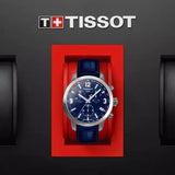 Tissot PRC 200 Chronograph Blue Dial Jam Tangan Tali Kulit Biru Untuk Pria - T055.417.16.047.00