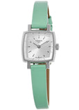 Tissot T Lady Lovely Square Silver Dial Light Green Leather Strap Watch for Women - T058.109.16.031.01