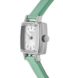 Tissot T Lady Lovely Square Silver Dial Light Green Leather Strap Watch for Women - T058.109.16.031.01