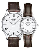 Tissot Tradition 5.5 Lady Silver Dial Brown Leather Strap Watch for Women - T063.009.16.018.00