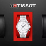 ティソ T クラシック トラディション クロノグラフ ホワイト ダイヤル シルバー スチール ストラップ 腕時計 メンズ - T063.617.11.037.00