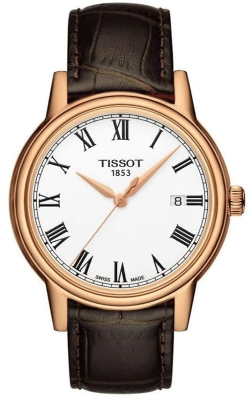 Tissot T Classic Carson Jam Tangan Tali Kulit Coklat Dial Putih Untuk Pria - T085.410.36.013.00