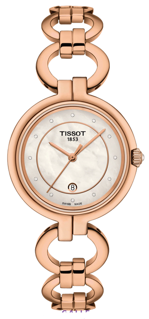 Tissot T Lady Flamingo Mother of Pearl Dial Rose Gold Steel Strap Watch for Women - T094.210.33.116.01