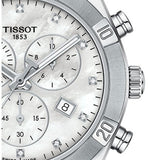 Tissot PR 100 Sport Chic Chronograph Diamonds Mother of Pearl Dial Silver Steel Strap Watch for Women - T101.917.11.116.00