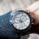 Tissot V8 Quartz T Sport Chronograph Jam Tangan Tali Baja Perak Dial Putih Untuk Pria - T106.417.11.031.00
