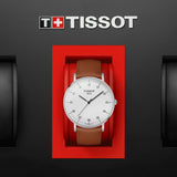 Tissot T Classic Everytime Jam Tangan Tali Kulit Coklat Dial Putih Besar Untuk Pria - T109.610.16.037.00