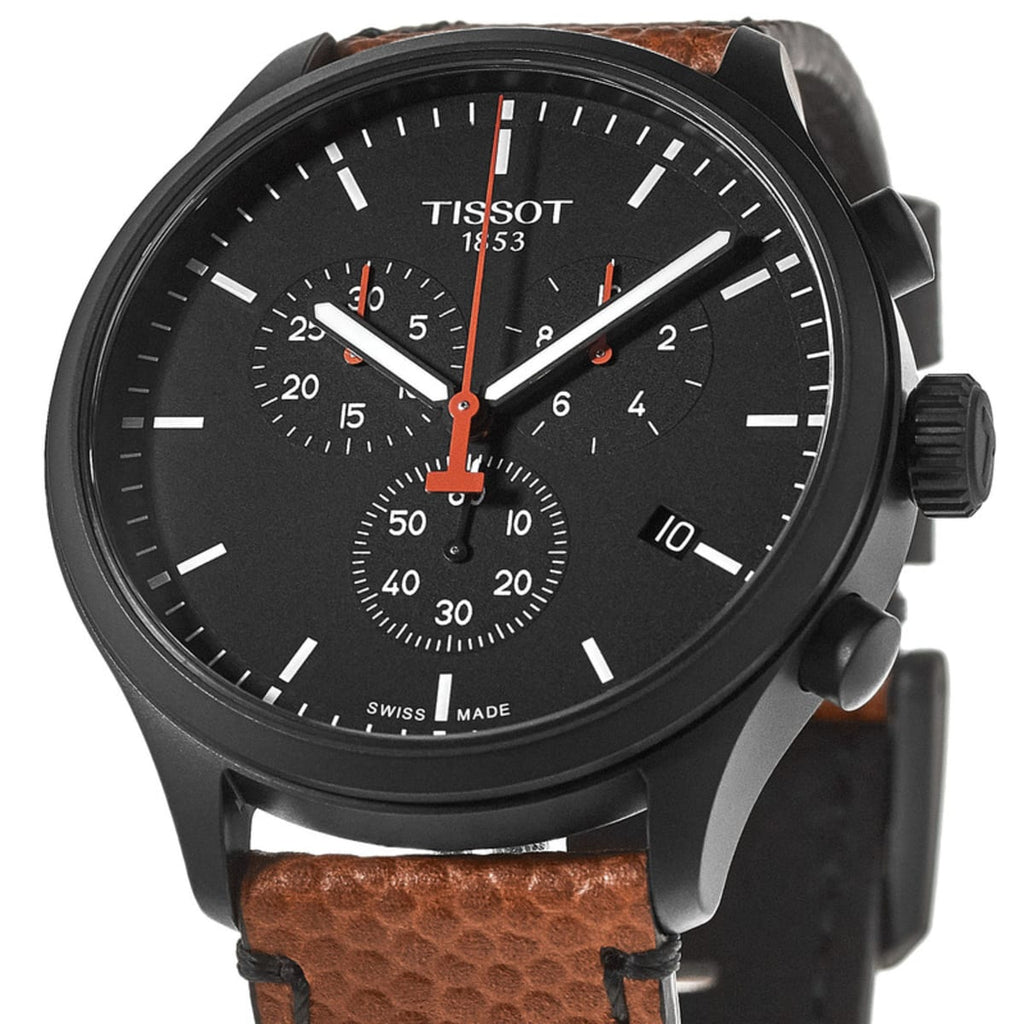 Tissot Chrono XL NBA Special Edition Black Dial Brown Leather