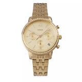 Fossil Neutra Chronograph Gold Dial Gold Steel Strap Watch for Women - ES5219