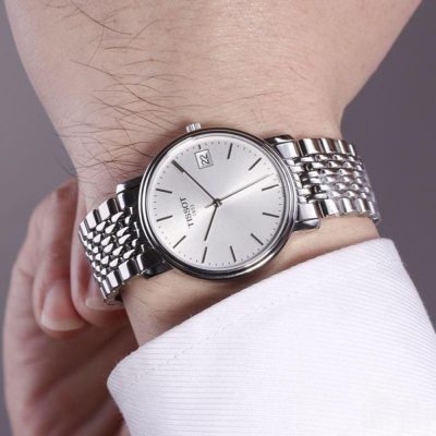 Tissot T Classic Desire Silver Dial Silver Mesh Bracelet Watch for Men