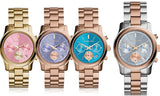 Michael Kors Runway Chronograph Turquoise Dial Rose Gold Steel Strap Watch For Women - MK6164