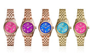 Michael Kors Lexington Quartz Pink Dial Gold Steel Strap Watch For Women - MK3270