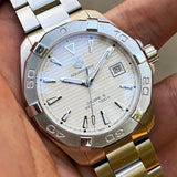 Jam Tangan Pria Tag Heuer Aquaracer Automatic White Dial Silver Steel Strap - WAY2111.BA0928
