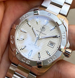 Jam Tangan Pria Tag Heuer Aquaracer Automatic White Dial Silver Steel Strap - WAY2111.BA0928