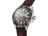 Tag Heuer Aquaracer Caliber 5 Black Dial Brown Leather Strap Watch for Men - WAY201M.FC6474