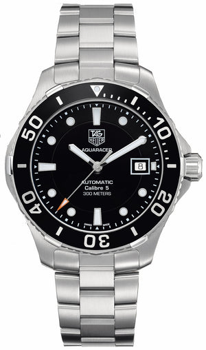 Tag Heuer Aquaracer Automatic Caliber 5 Black Dial Silver Steel Strap Watch for Men - WAN2110.BA0822