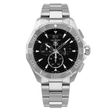 Tag Heuer Aquaracer Quartz Chronograph Black Dial Silver Steel Strap Watch for Men - CAY1110.BA0927