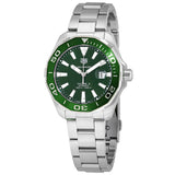 Tag Heuer Aquaracer Calibre 5 Green Dial Silver Steel Strap Watch untuk Pria - WAY201S.BA0927
