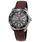 Tag Heuer Aquaracer Caliber 5 Black Dial Brown Leather Strap Watch for Men - WAY201M.FC6474