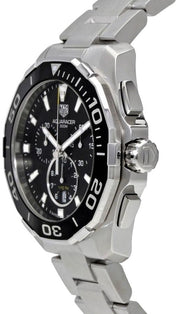 Tag Heuer Aquaracer Quartz Chronograph Black Dial Silver Steel Strap Watch for Men - CAY111A.BA0927
