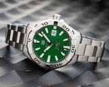 Tag Heuer Aquaracer Calibre 5 Automatic Green Dial Silver Steel Strap Watch untuk Pria - WAY2015.BA0927